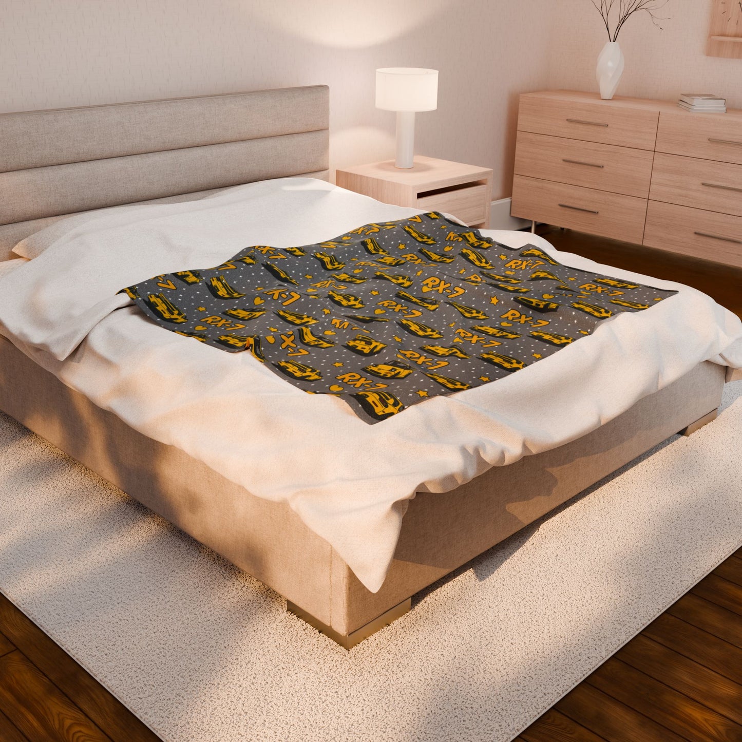 RX-7 Car Lovers Velveteen Plush Blanket | Cozy Throw for Auto Enthusiasts, Gift for Car Lovers, Unique Car Decor, Blanket with RX-7 Design